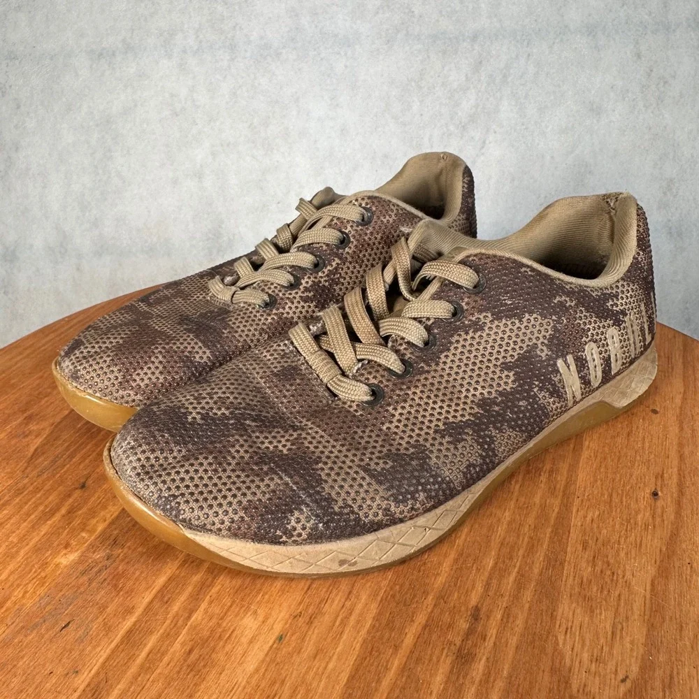 NOBULL SuperFabric Trainer Mens 7.5 Womens 9 Brown Camo Good Cross Training Shoe